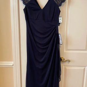 Lace Shoulder Cap Sleeve Gown